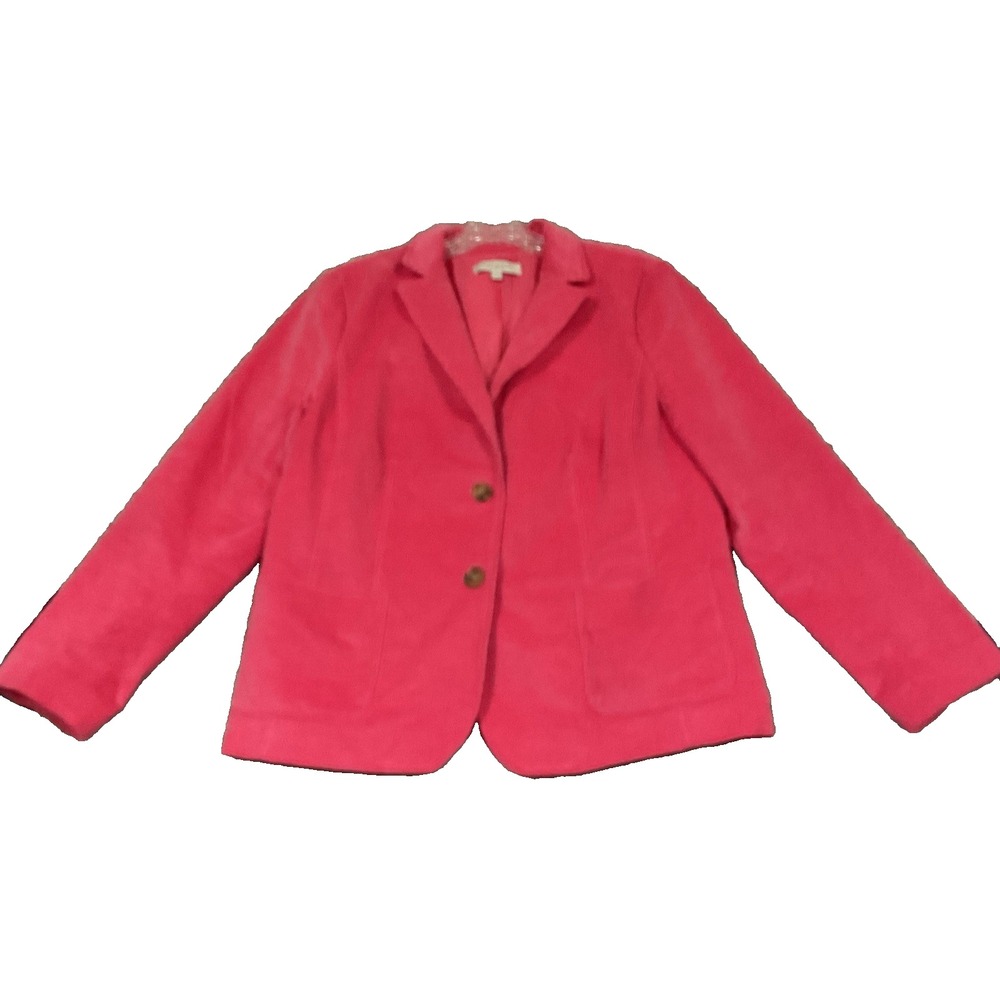 Talbots Office Jacket Sz 14P Petite Corduroy Double Breasted Pink Cropped Blazer